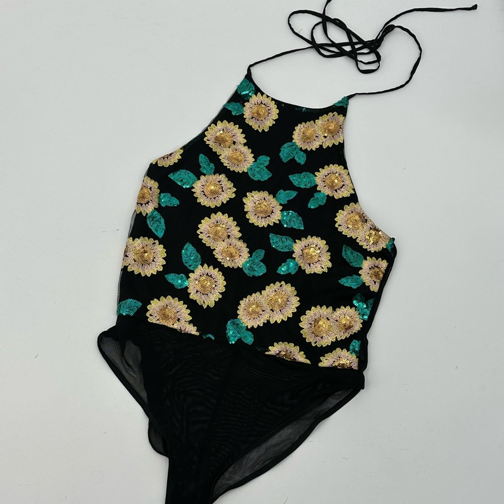 TOPSHOP bodysuit sequin floral size